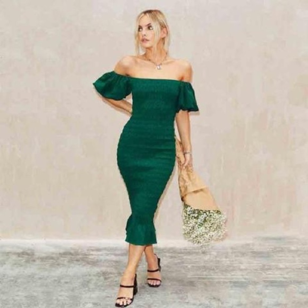 Never Fully Dressed Green Jojo Midi Dress
